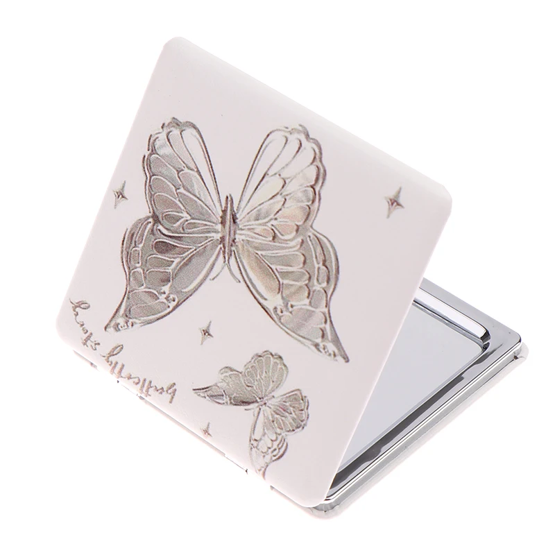 Ins Portable Double-Sided Folding Makeup Mirror High-definition Mini Butterfly Square Magnifying Mirror Pocket Handheld Mirror