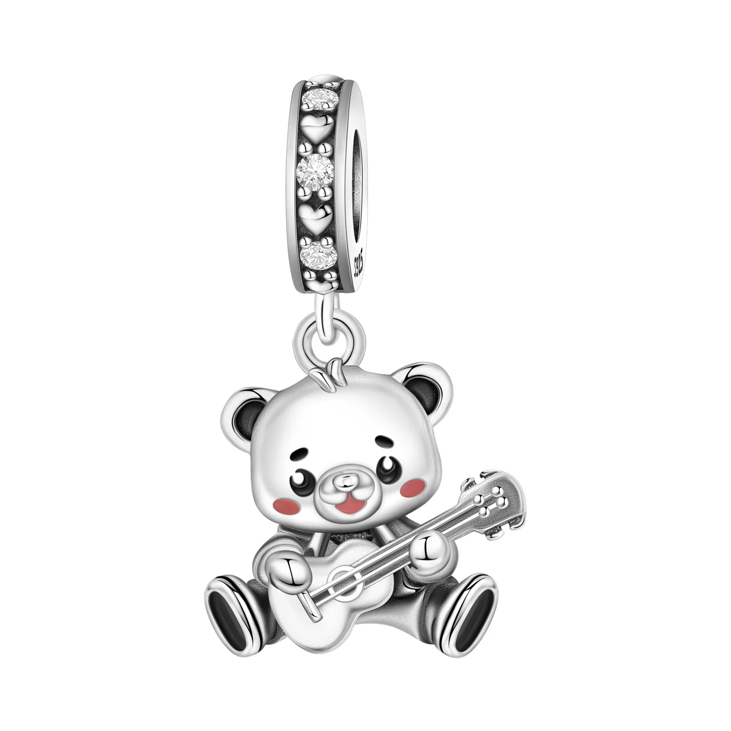 Orstarry 925 Sterling Silver Bear Playing Guitar Beads Original Pendants Bracelet Charm Jewelry DIY Necklace Bracelet Fine Gifts