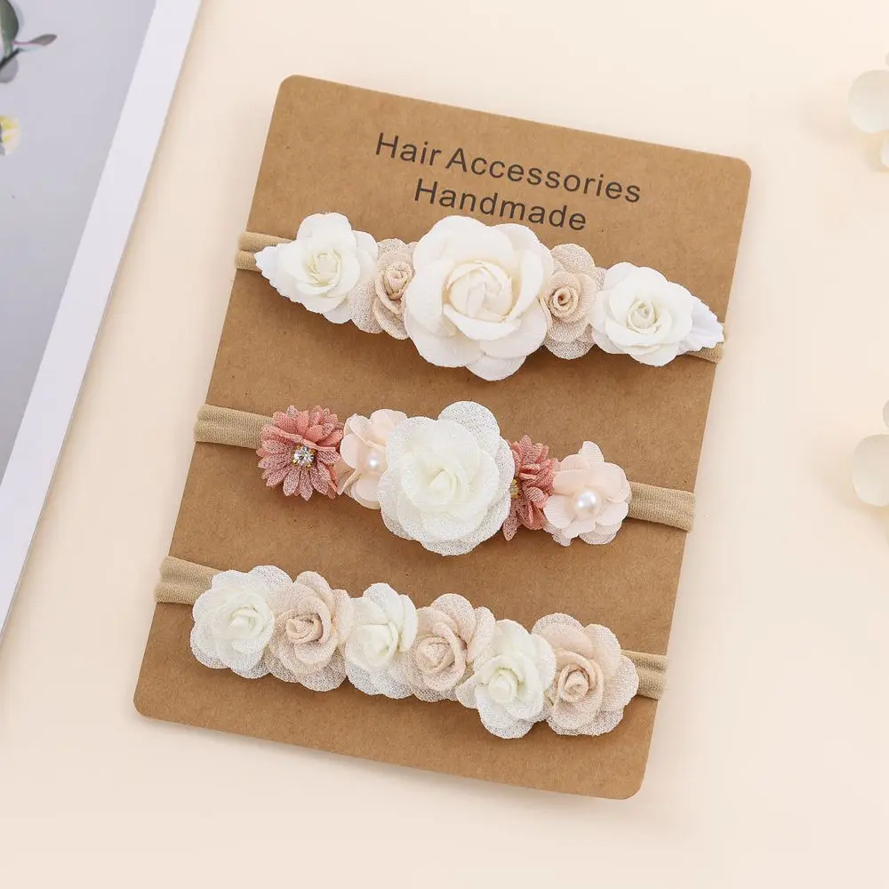 مجموعة عصابات رأس للفتيات الصغيرات مكونة من 3 قطع، رباط شعر مطاطي لطيف للأطفال حديثي الولادة على شكل زهرة رأس للأطفال الصغار، إكسسوارات للأطفال #3