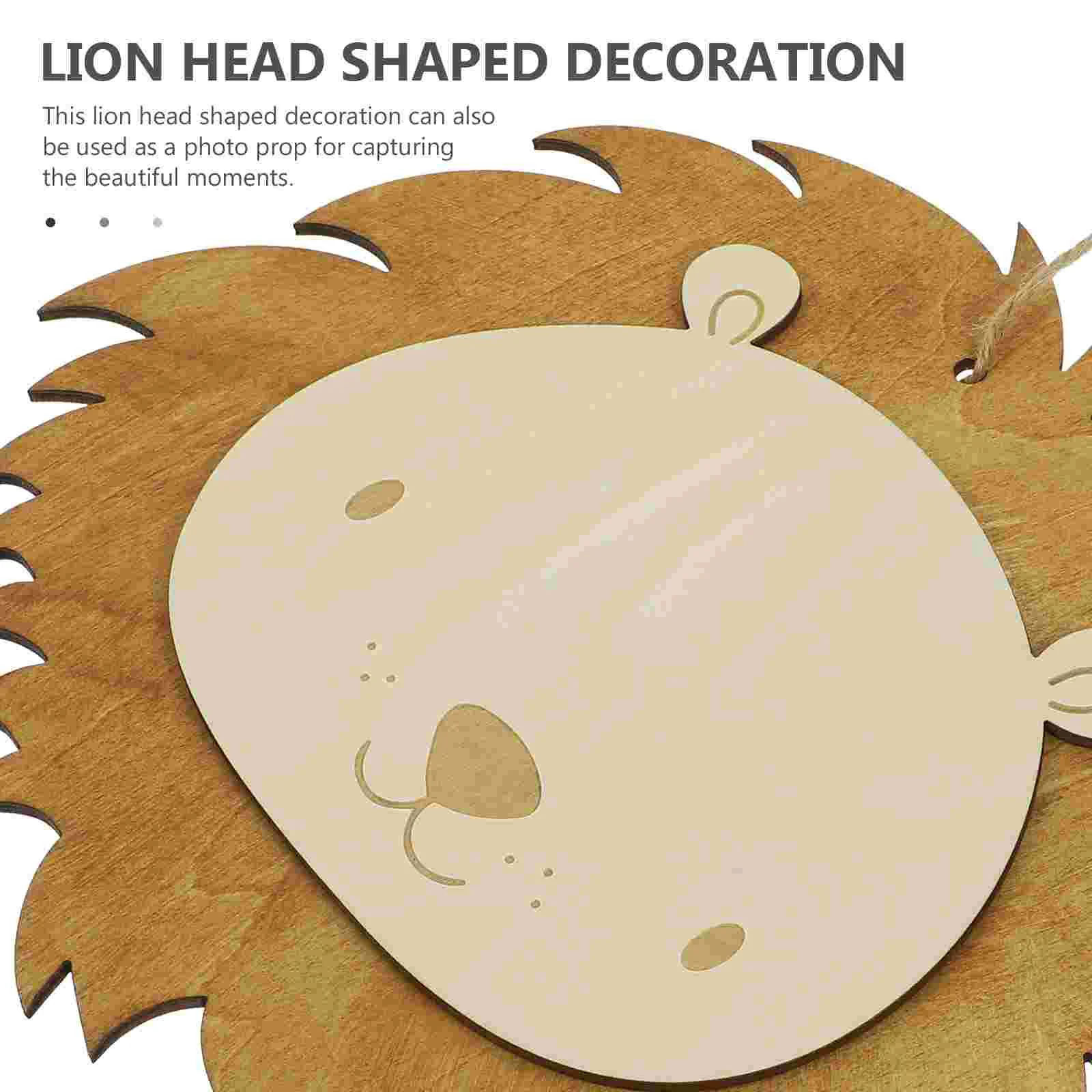 Cartoon Lion Pendant Home Decor Decorative Hanging Ornaments Wall Animal Head Wood Baby Boho