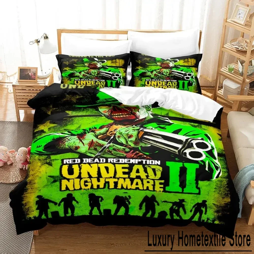 Game Undead Nightmare Red Dead Redemption  Bedding Set Boys Girls Twin Queen Size Duvet Cover Pillowcase Bed Kids Adult