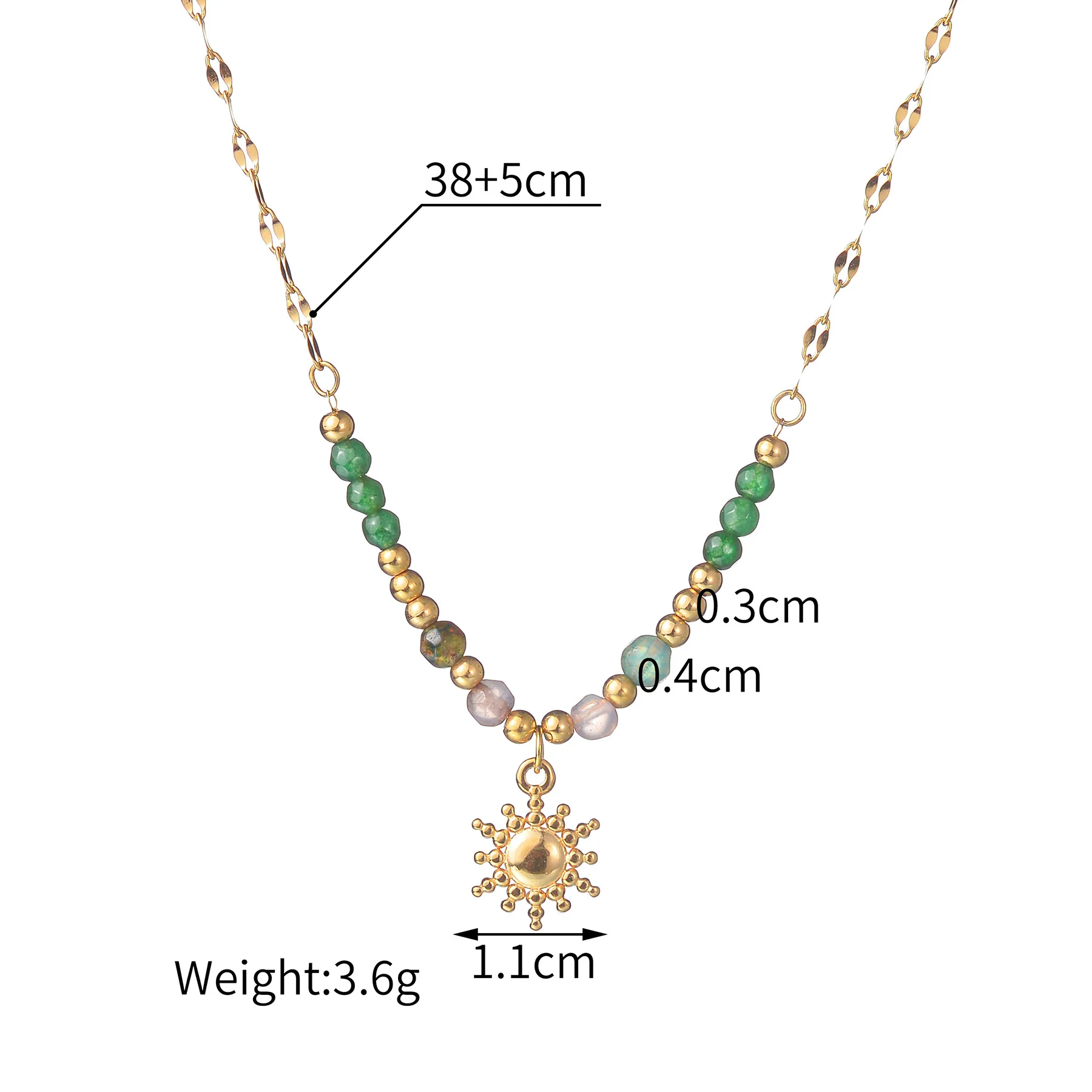 Fashion Trend Natural Stone Necklace Gold Color Stainless Steel Ball Pendant Necklace Party Anniversary Jewelry Gifts 2024 New