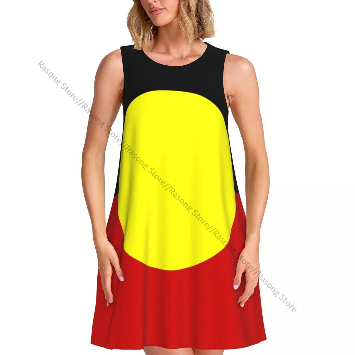Women's Dress Summer Casual T Shirt Dresses Beach Cover up Australian Aboriginal Flag Tank Dress