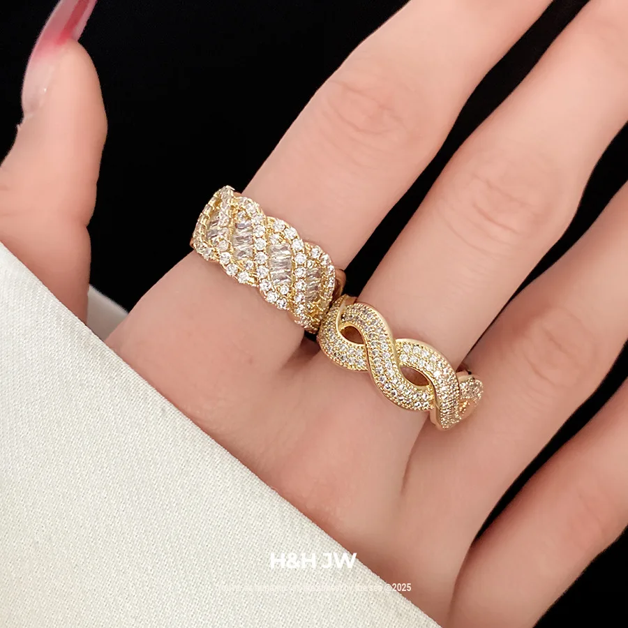 

Wholesale vintage zircon inlaid rings butterfly bow opening rings exquisite light luxury rings hand jewelry gifts