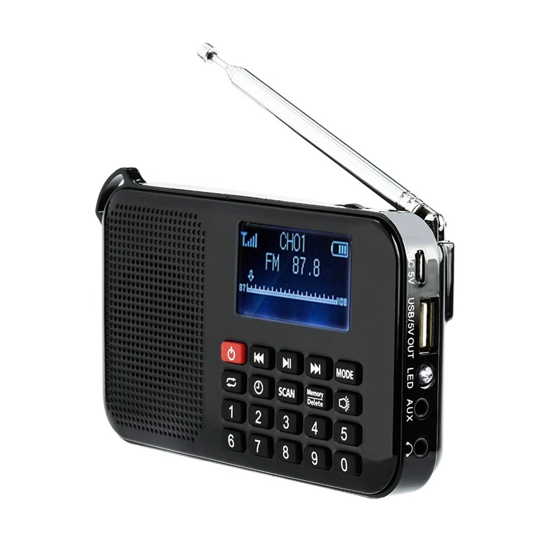 Solar Portable FM Pocket Radio Speaker Music Player with Flashlight,Sleep Timer, Support TF Card