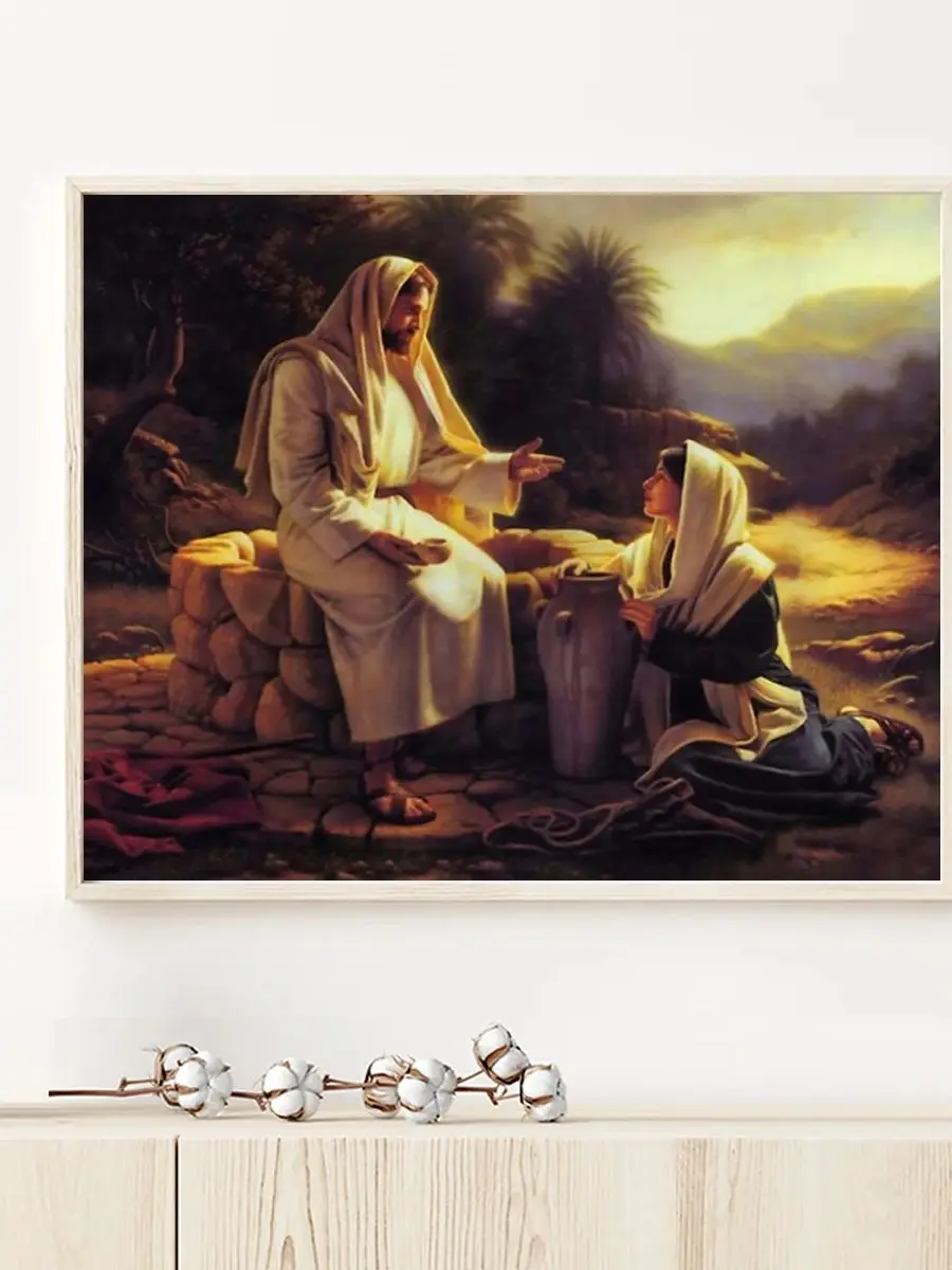 1 Set 40X50CM/15.74X19.69inch Religiöses Jesus-Kreuzstich-Set DIY-Kit 11CT/14CT Vollstickerei als Geschenk Neu eingetroffen – Detail 1