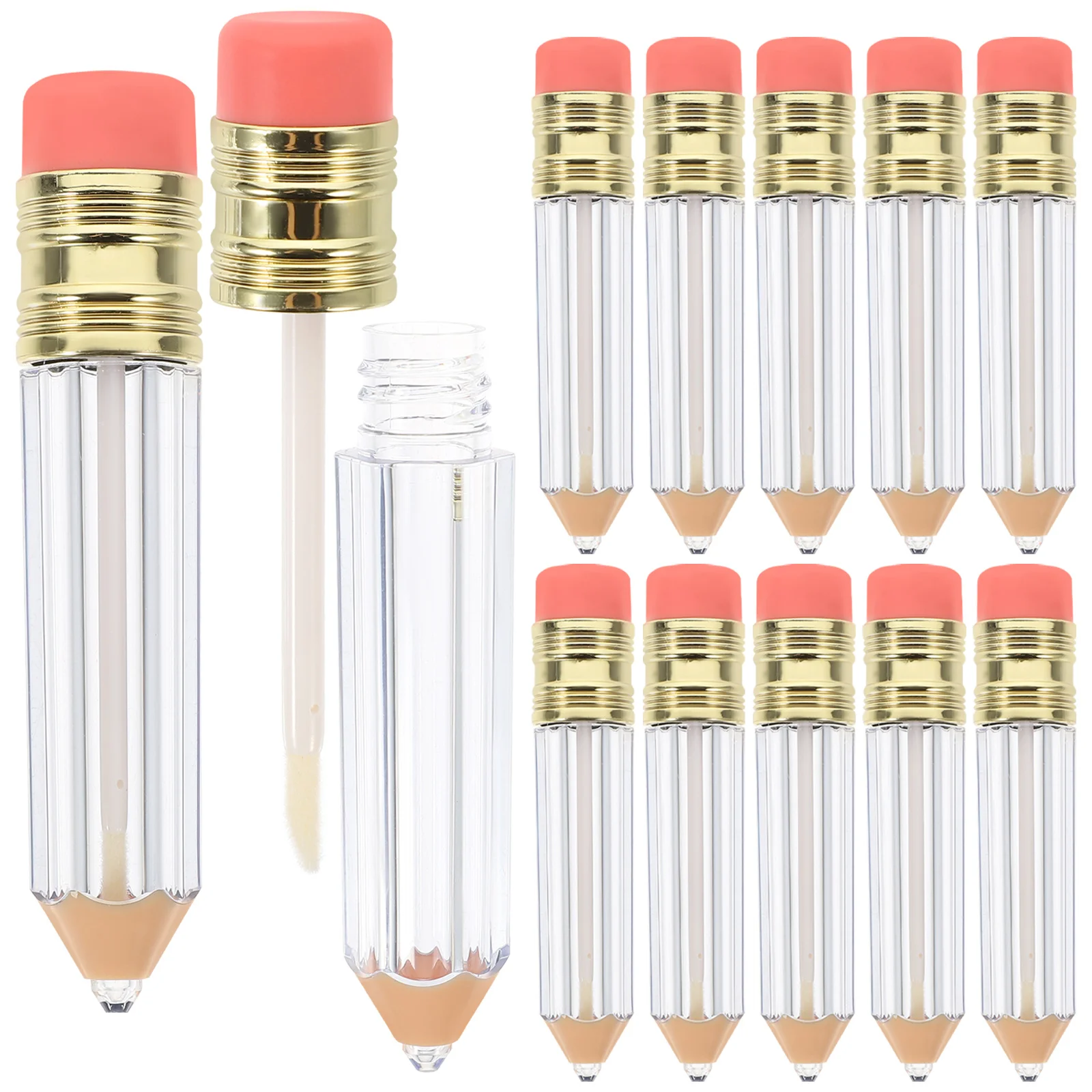 12 Pcs Empty Makeup Container Girls Lip Gloss Tubes Sample Packing Refillable Glitter Balm Key Chain