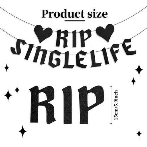 Rip Single Life Glitter Banner for Bachelorette Party Decorations,Fun Bach Backdrop Party Photo Props,Bride or Die for Gag Gift - Image 3