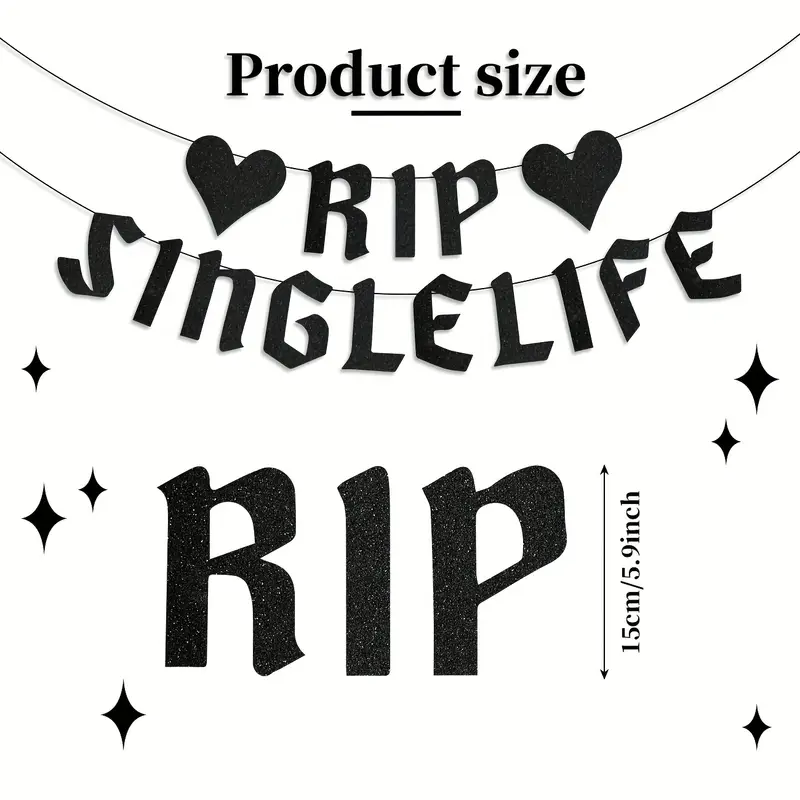 Rip Single Life Glitter Banner for Bachelorette Party Decorations,Fun Bach Backdrop Party Photo Props,Bride or Die for Gag Gift - Image 3