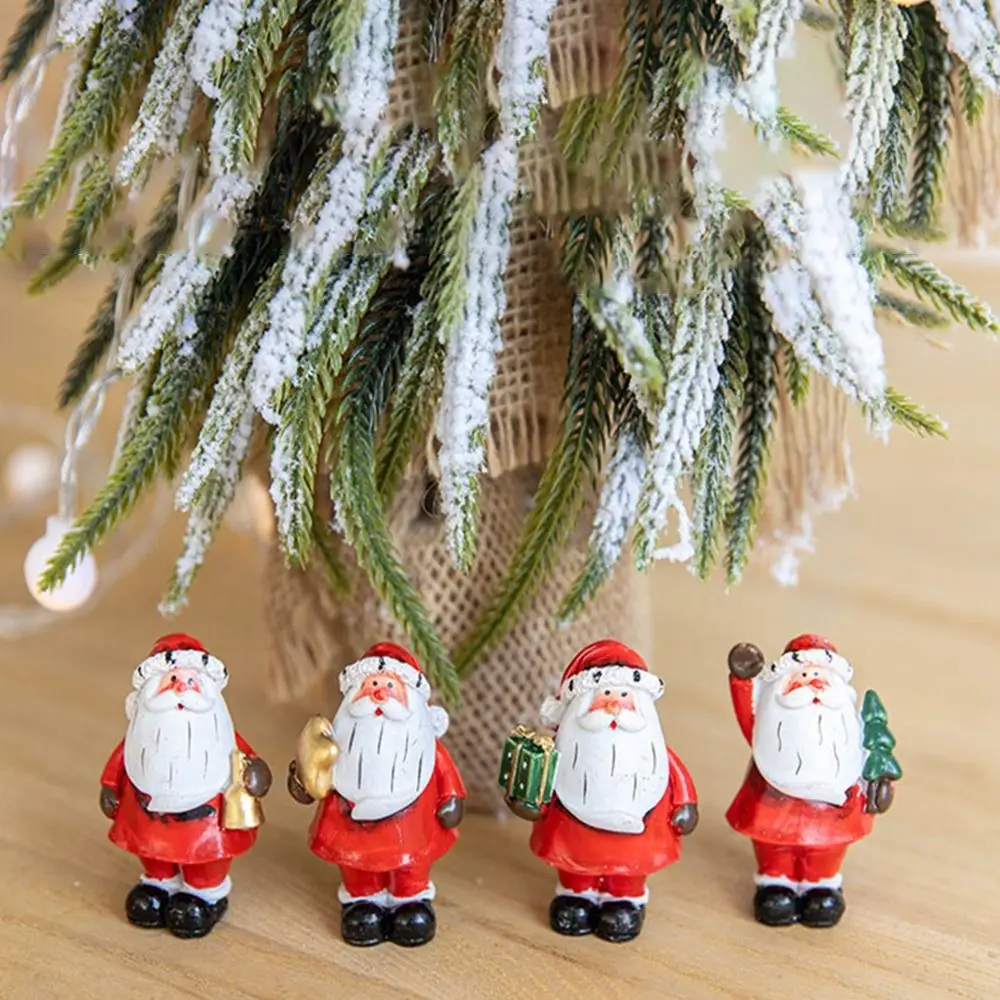 Kleine Kerst Santa Claus Nieuwjaar 2022 Schattige Dieren Sneeuwpop Figuren Miniatuur Beeldjes Cadeau Terrarium Ornament Auto Decoratie