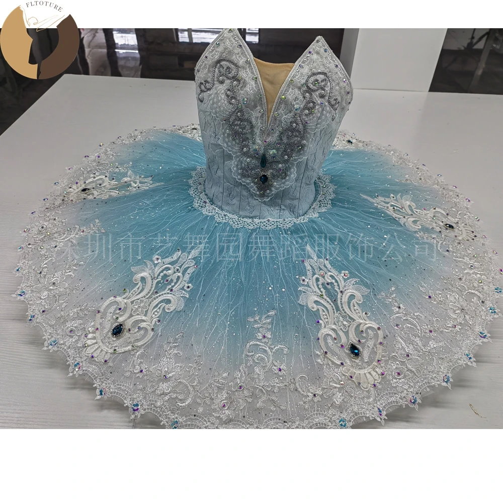 

FLTOTURE YN2033 Amazing Ombre Green Tutu Dress Professional Girls Ballet Variations Esmeralda Competition Costumes Skirt