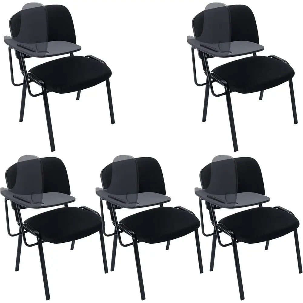 

Stackable Black Waiting Room Chairs with Desks, 5-Pack for Classroom, Office, Conference, and Church Use