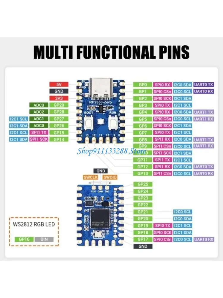 G88D RP2350A Based Efficient Development Board for Education and Prototyping with SPI, I2C, and UART Port