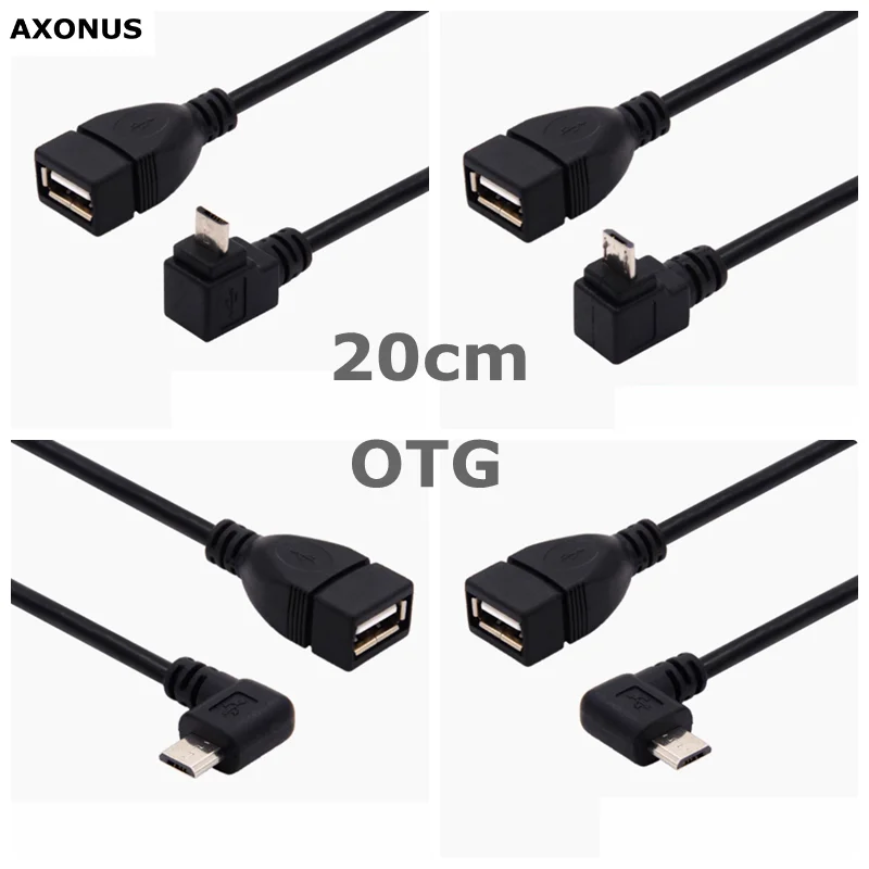 0.2m For U Disk Mobile Phone 90 Degree Up&Down&Left& Right Angled Connector Micro USB Male to USB 2.0 Female OTG Cable Adapter