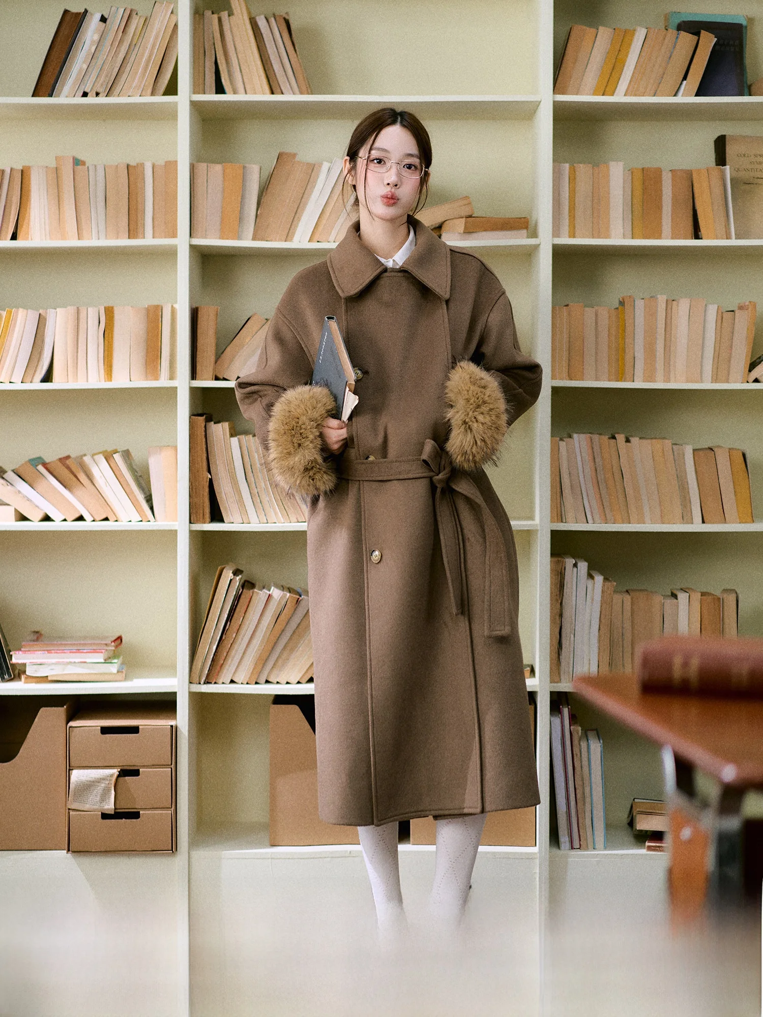 

LaluneDuCiel шерстяная шуба женская Ele lectual пальто средней длины на пуговицах прямого кроя для поездок на работу Sle