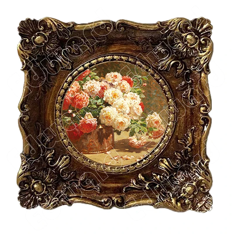 Nordic Style Picture Frame Classic Pattern Retro Frames Household Living Room Offices Frames Wall Decor Flower Patterns Relief