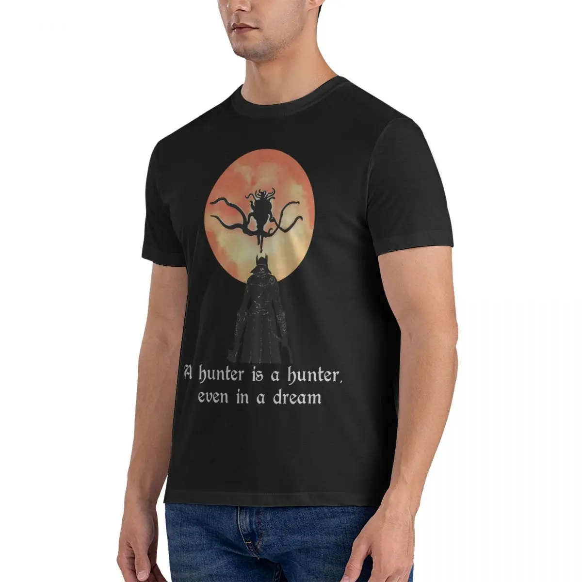 Awesome Bloodborne - A Hunter Is A Hunter Even In A Dream V16  Men Crew Neck Pure Cotton T Shirts Dark Souls  Summer Clothing