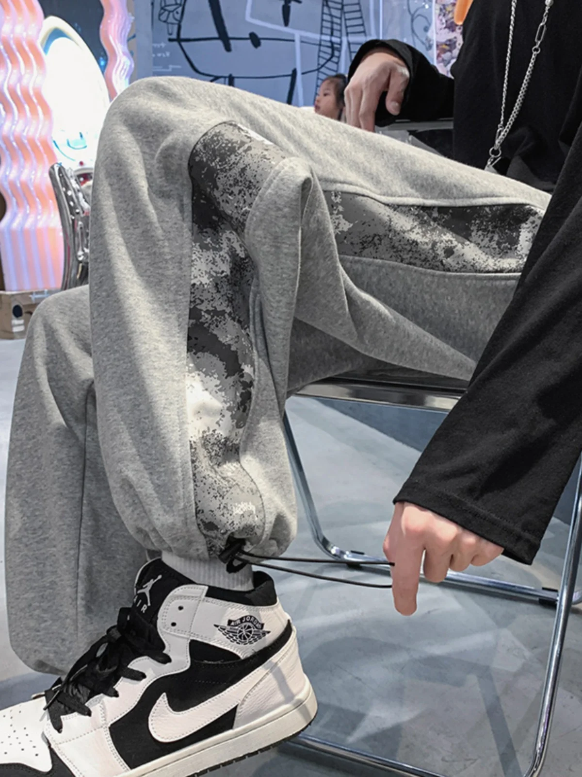 

Мужские повседневные свободные спортивные брюки с цветочным принтом, весенне-осенние модные брендовые прямые спортивные штаны с манжетами в стиле хип-хоп