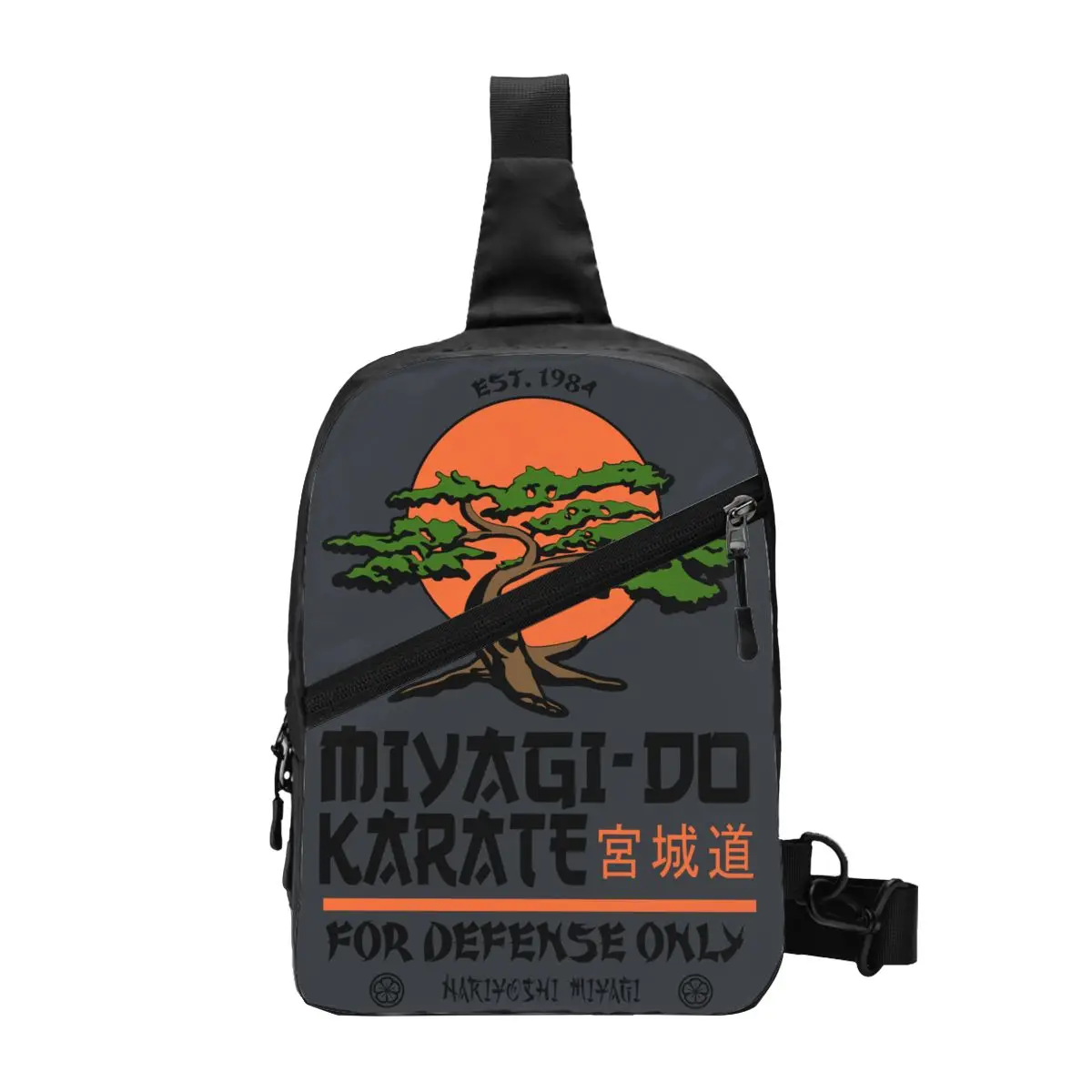 

Miyagi Do Karate Distress Karate Kid Cobra Kai Sling Crossbody Chest Bag Men Casual Shoulder Backpack for Travel Cycling