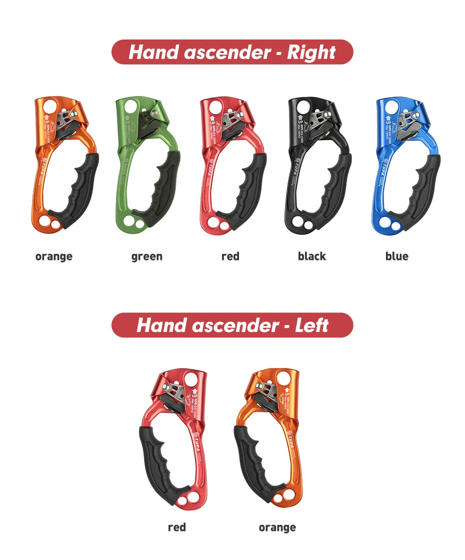 Outdoor Klettern SRT Hand Ascender Gerät Bergsteiger Griff Ascender Linke Hand Rechts Hand Klettern AusrüstungRope Werkzeuge – Detail 1