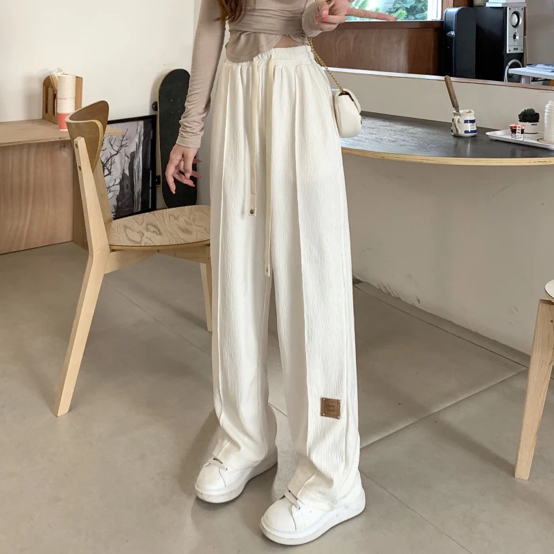 Gidyq High Waist Women Wide Leg Pants Fashion Streetwear Loose Straight Pants Female Korean Casual All Match Straight Trousers