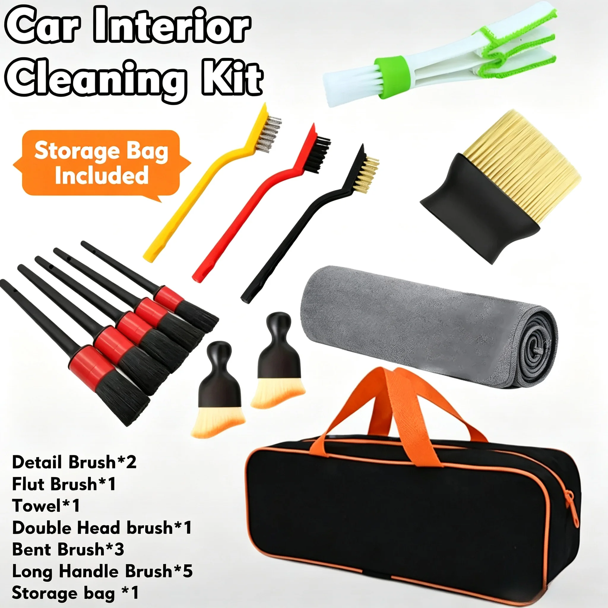 1‑14Pcs Car Detailing Cleaning Brush Kit For Leather Air Vents Rim Dust Dirt Clean Multi‑Purpose Auto Car Accessories