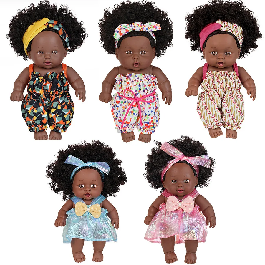 

New 8-inch African Black Baby Cute Doll Simulation Doll 20cm Vinyl Reborn Doll Children's Gift