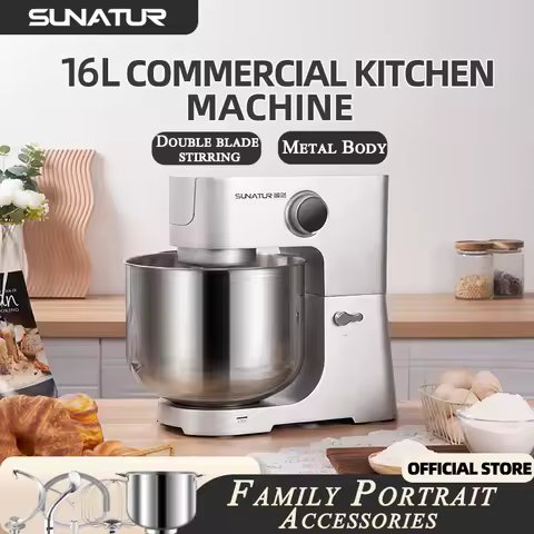 SUNATUR 16L Stand Mixer 2200w electric kitchen blender Commercial Food processor Large capacity Two kneading hooks dough mixer