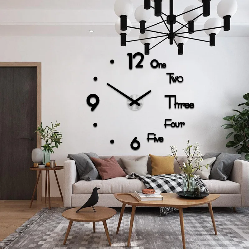 Non perforated Nordic minimalist wall clock acrylic creative living room clock DIYclock