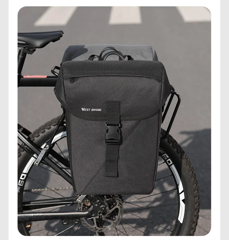 WEST BIKING 16L Wasserdichte Fahrrad-Gepäckträgertasche Große Kapazität Fahrrad-Gepäckträger-Tasche mit Schnellverschluss-Clips für Rennräder – Detail 16