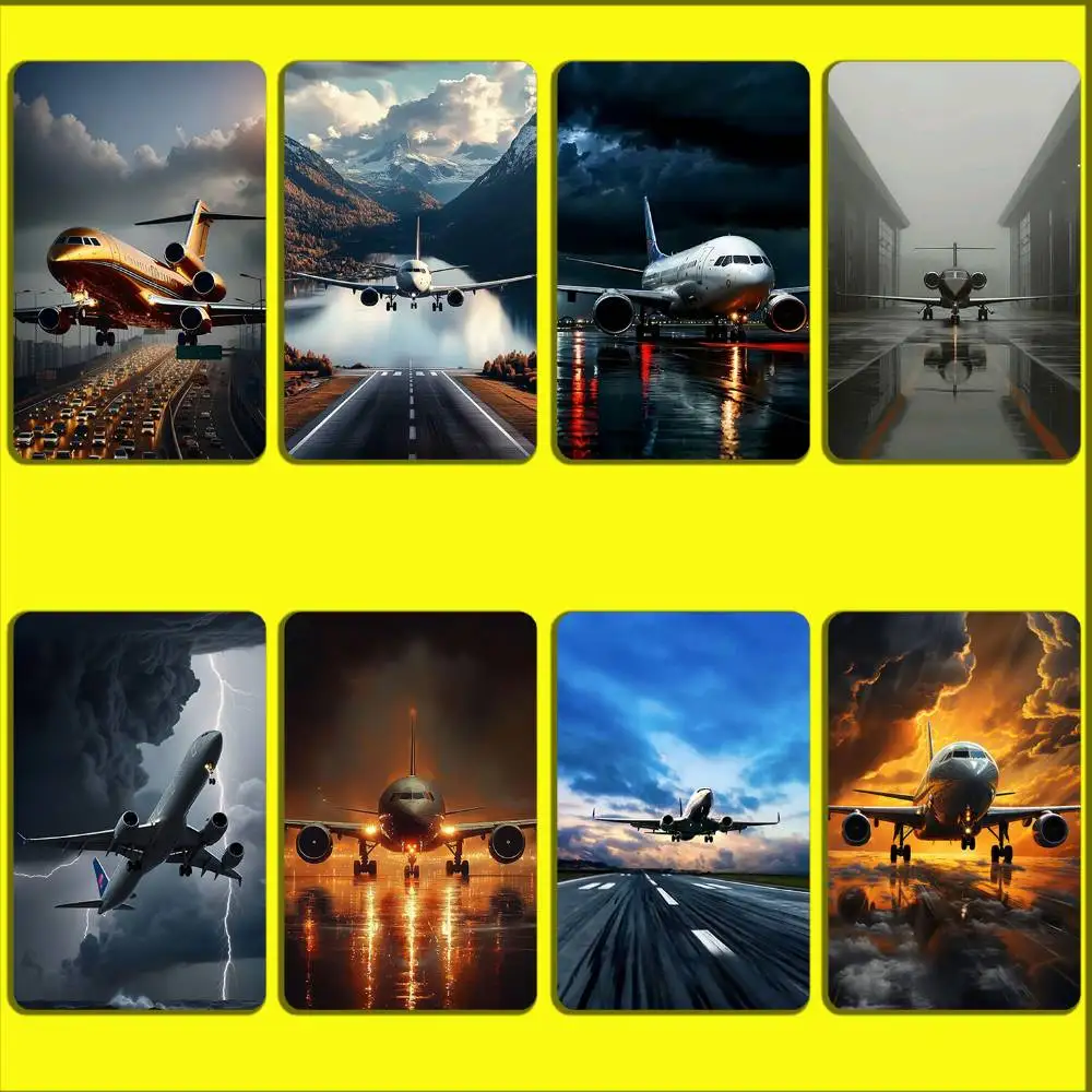 

Airplane Airliner Big Plane Card Stickers For Debit Bank Credit Cards Metro Bus Pass Sticker Decoration Cover 4PCS Card Skin