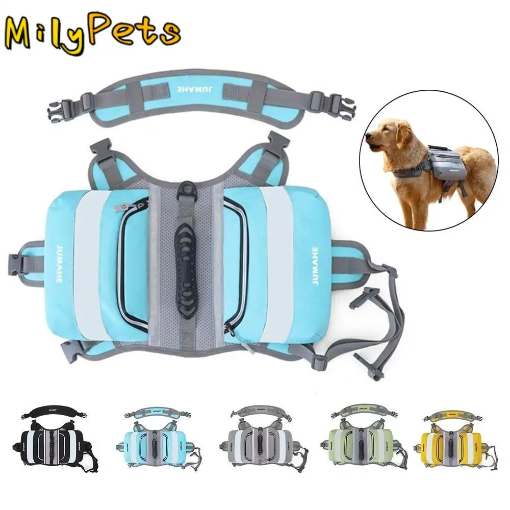 

Large Capacity Dog Training Backpack Reflective Adjustable Dog Snack Bag Side Pocket Double Pack Dog Harness Saddlebag Camping