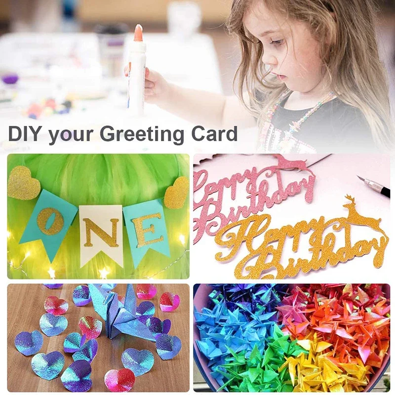 50 Sheet Shiny Origami Paper Crane 10 Colors Iridescent Paper Origami Decoration Square Folding Paper For DIY Kids Arts Crafts