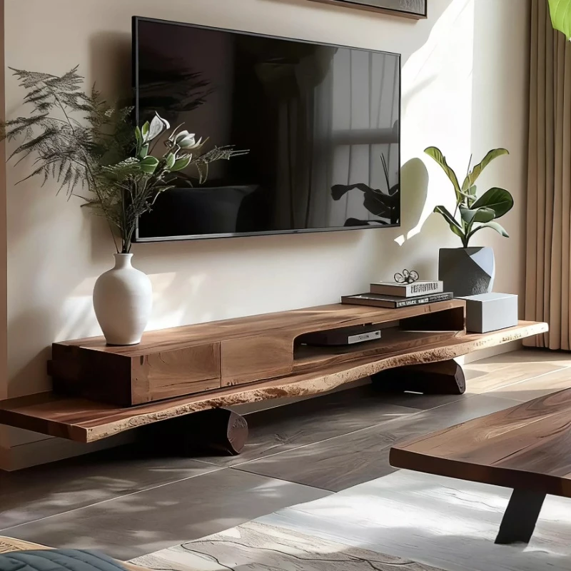 Verstellbarer Vintage-TV-Schrank, luxuriöser, einzigartiger Holz-TV-Schrank mit Stauraum, moderner nordischer Fernsehtisch, Möbel für Zuhause