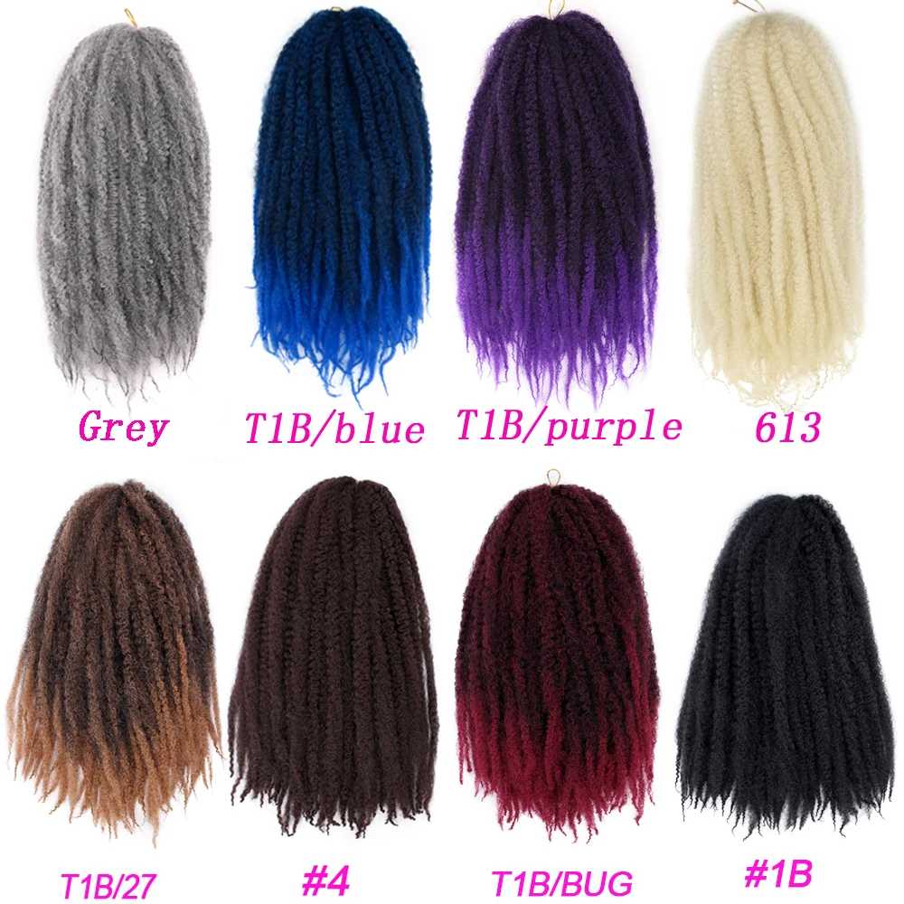 Extensions Capillaires Synthétiques Afro de 18 Pouces, Tresses Marly Crépues au Crochet, 30 Brins/Paquet, Noires Naturelles, Douces