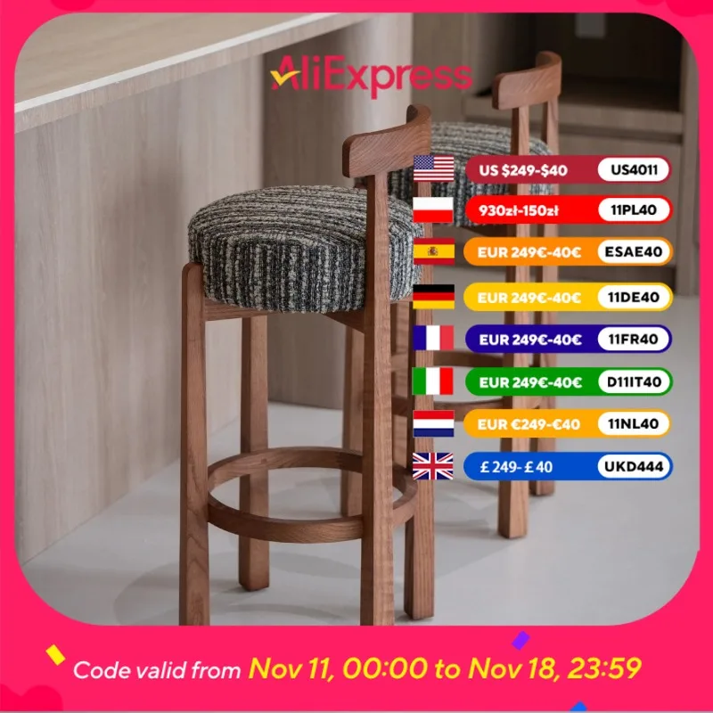 

Wooden Mid Century Bar Stools Luxury Minimalist Design Living Room Bar Stools High Counter Brown Sillas De Comedor Furniture