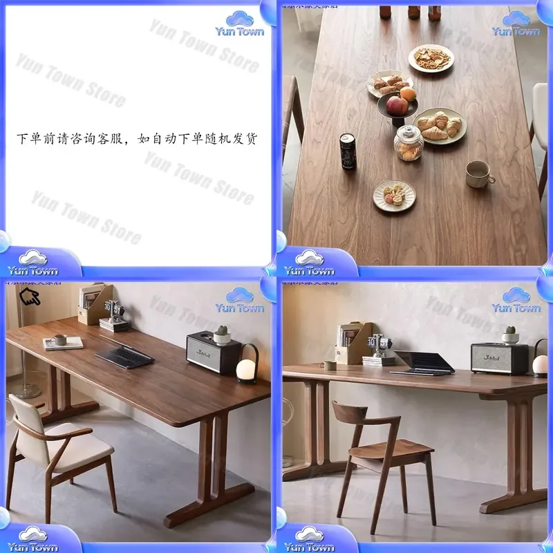 for Nordic all solid wood black walnut desk workbench living room large long table modern simple home dining table office