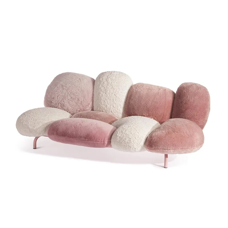 Light luxury three-person sofa small apartment living room simple modern plush straight row fabric sofa combination