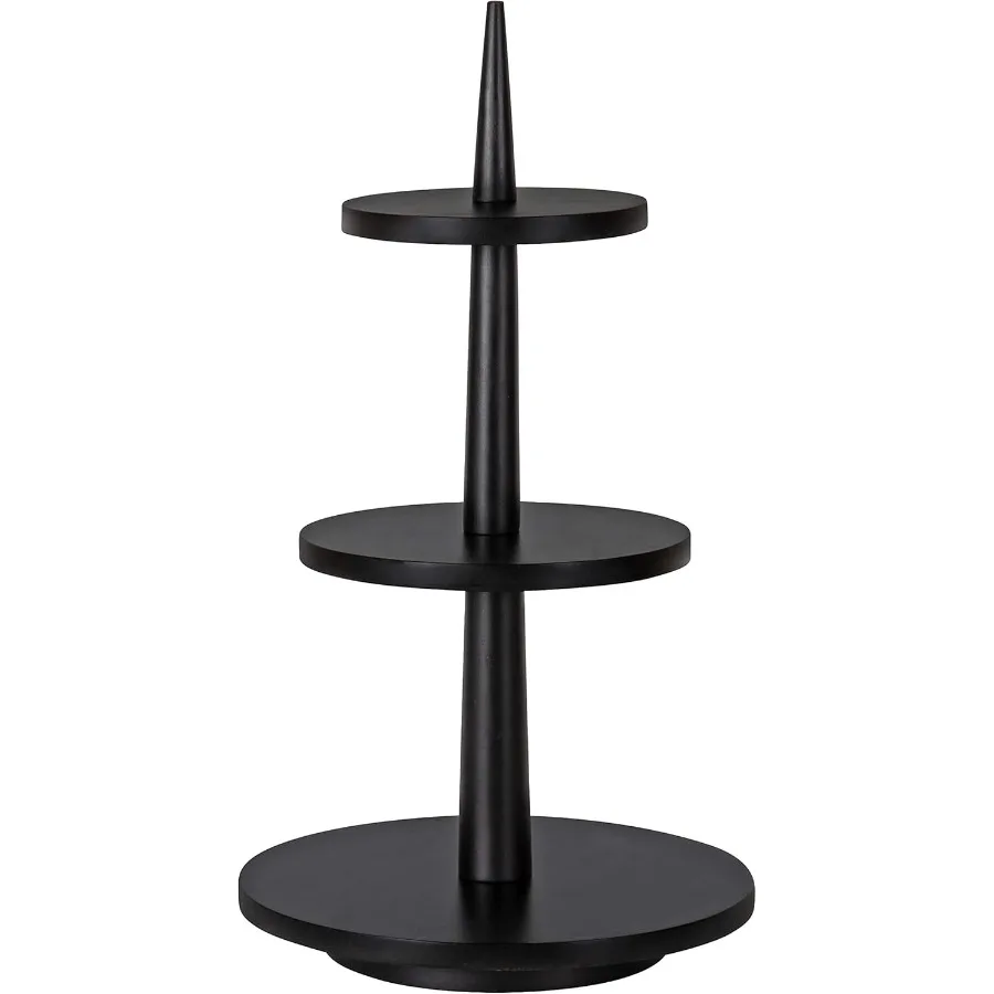

Praxis Modern 3Tiered Tray 12 x 12 x 23 Black Decorative Farmhouse Serving Tray for Display