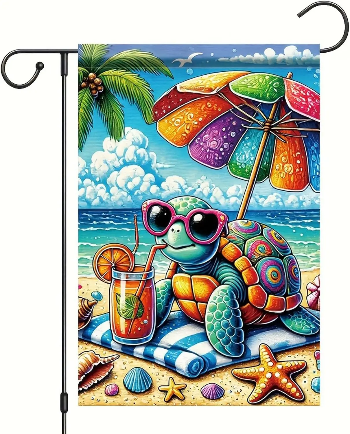 colorful summer Garden Flag 12x18 Inch Double-Sided Outdoor Cute Turtle Spring Summer Decorations for Home Porch & Yard jjp