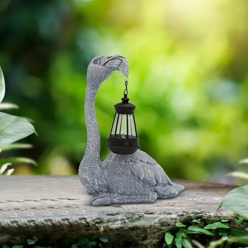 Statue di fenicotteri per la decorazione del cortile del giardino elegante statua di fenicottero con sensore intelligente luci di Figurine per esterni lanterna solare
