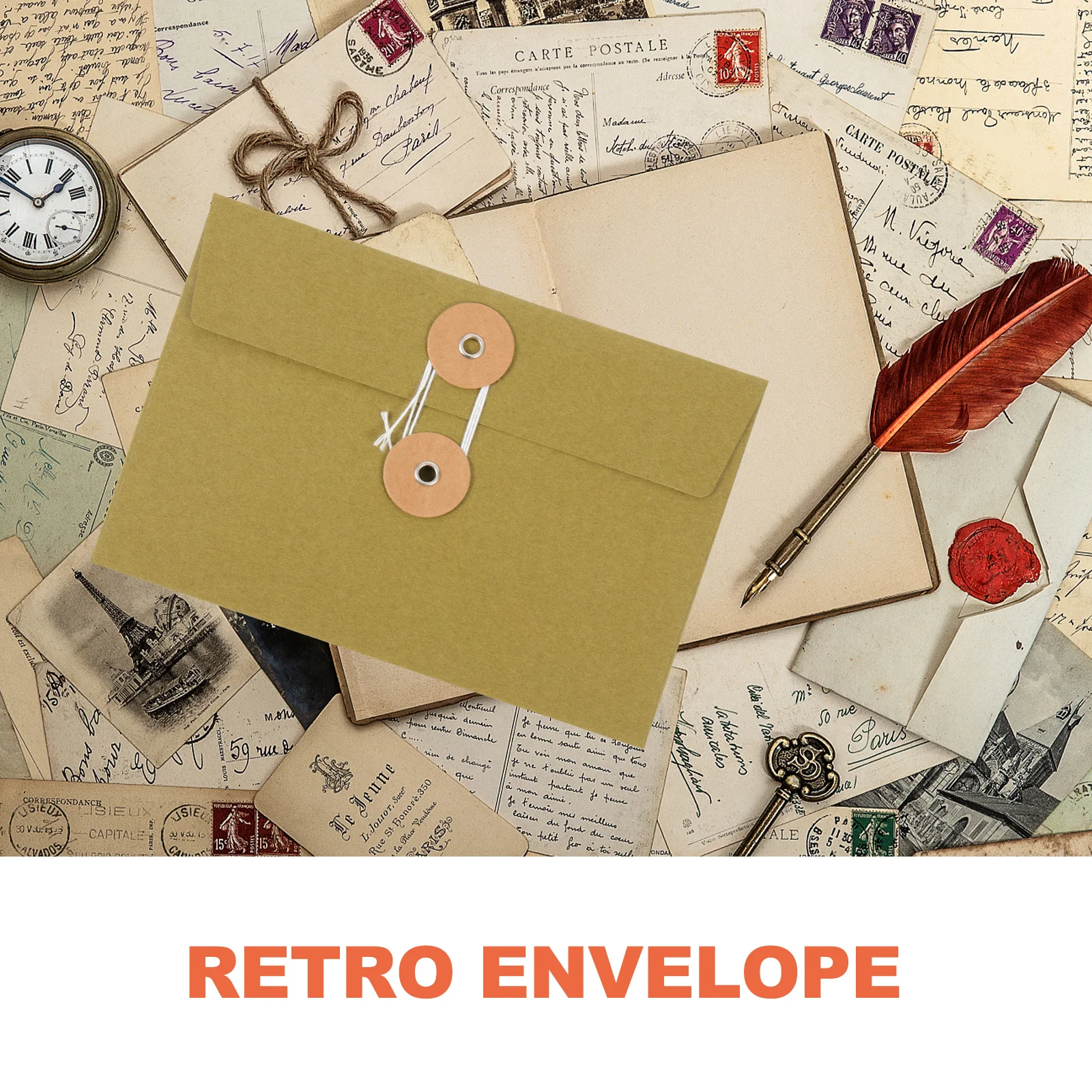 

10Pcs Vintage Tie Closure Envelope Kraft Paper File Bags Thickened Document Holders for School Office Storage Creative Organizer