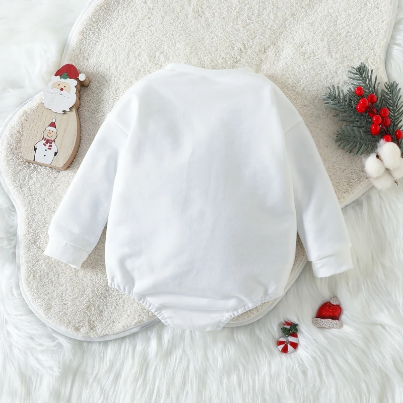 

Infant Christmas Rompers with Cute Patterns and Cozy Long Sleeves for Baby Boys and Girls - Casual Round Neck Jumpsuit for