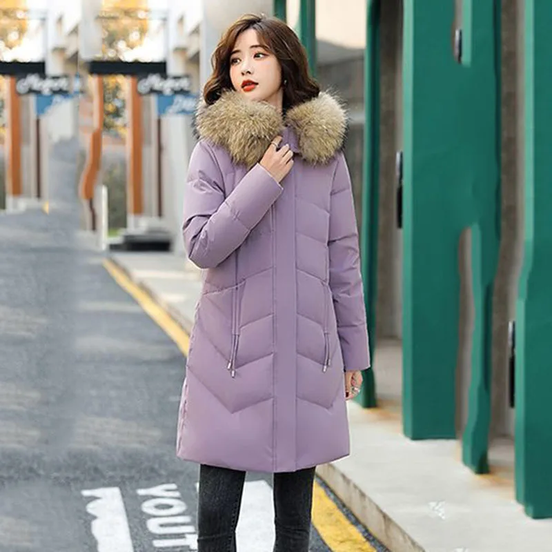 High-end Luxury Fashion Long Down  2023 New Slim White Duck Down Hooded Ladies Winter Fur Collar Warm Temperament Coat Tid