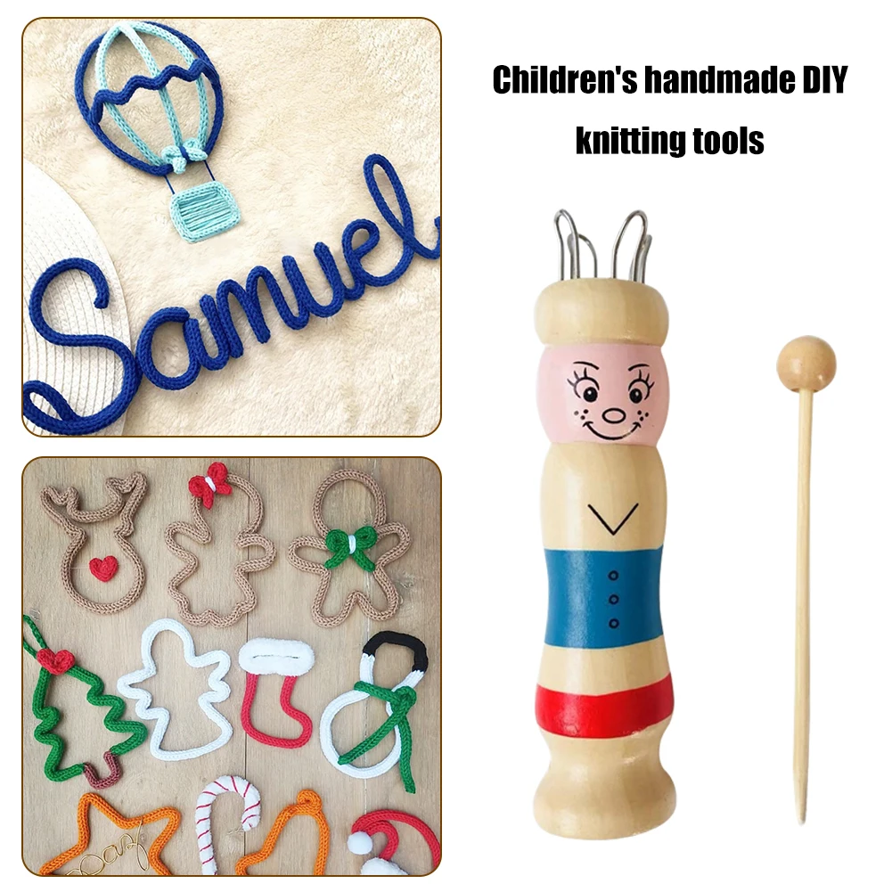 Wooden Doll Rope Knitting Needlework Childrens Handmade DIY Loom Braided Maker Yarn Wool Set Crochet Tool Knitter Accessory Tool