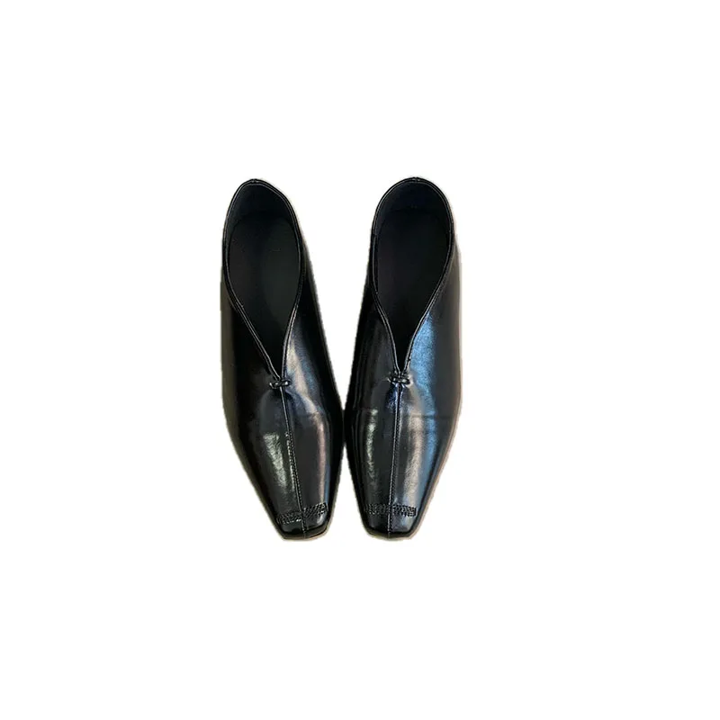 

Black Low Heels Simple Shoes Spring Wedges High Heels Comfort White Square Toe Ladies Red Shoes Designer Loafers