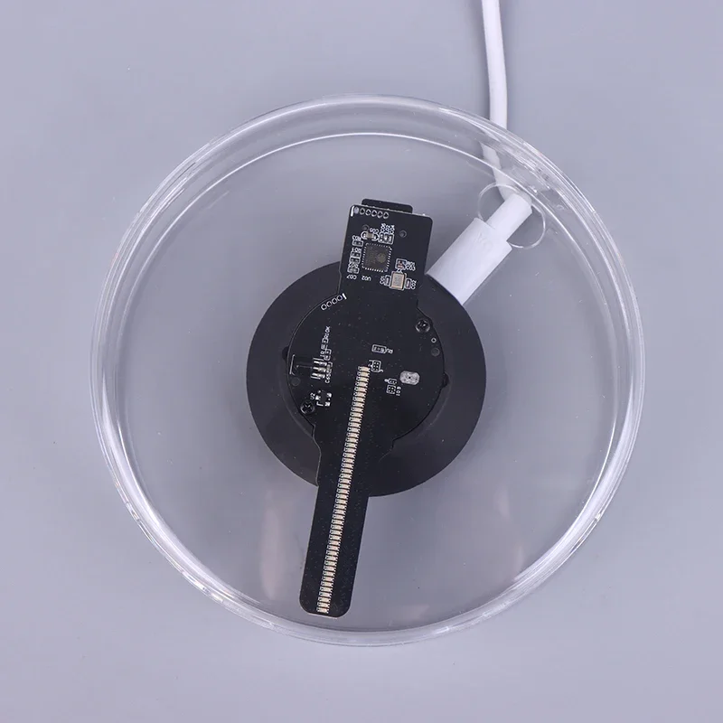 3D Holographic Advertising Lights LED Desktop Model Fan Screen With Audio Playback With Transparent Cover Holographic Fan