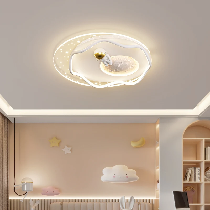 Imagem -03 - Modern Space Astronaut Led Ceiling Lights para Crianças Quarto Desenhos Animados Estrela Terra Lua Lustre para Menina Crianças Bebê Decor Lamp Menino Quarto