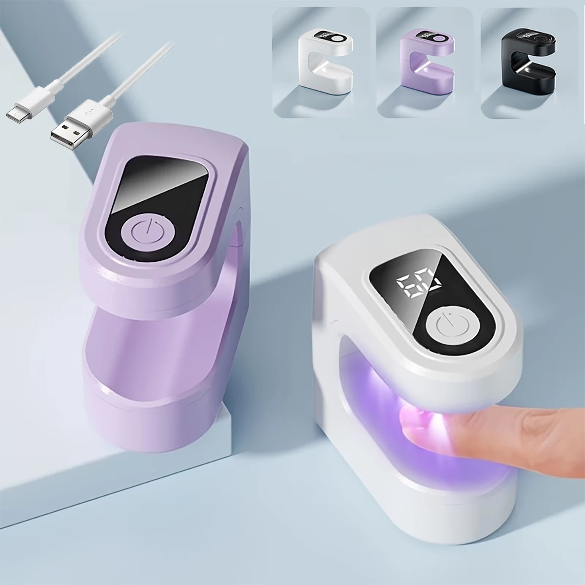 1 Set of Portable Mini Nail Gel Dryer with Digital Display, USB Rechargeable Plastic Gel Polish Dryer, Suitable for Home and Salon Use, for Hardening Gel Manicures