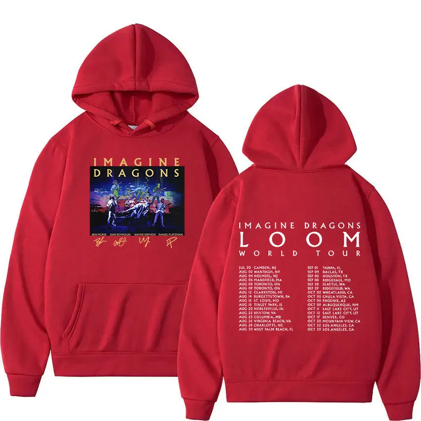 Rock Imagine Dragons krosno Tour 2024 graficzna bluza z kapturem mężczyzn bluza Hip Hop Retro bluza Casual Oversized bluza z kapturem